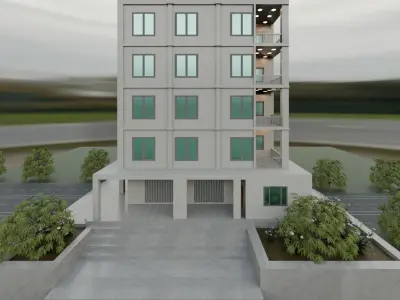 five floor house design 3D model