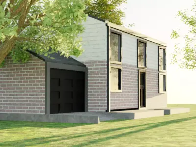 House with interior  Low-poly 3D model