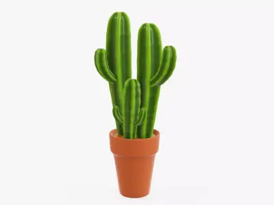 Cactus in planter pot 03 stylized 3D model