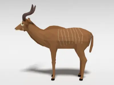 Low Poly Cartoon Greater Kudu Antelope Low-poly 3D model