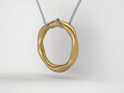 Golden Flow Organic Pendant Jewelry 3D Model 3D print model