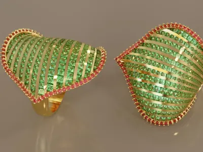 Baguette Leaf Ring  3D print model