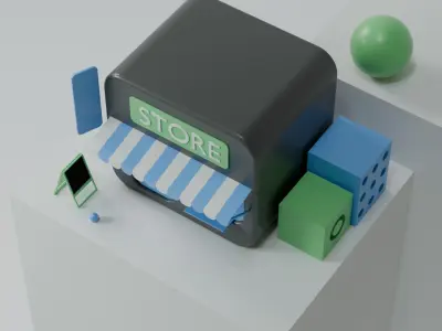 Small Store Scene 3D Free low-poly 3D model
