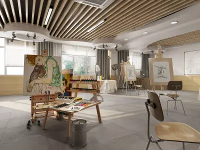 art studio Low-poly 3D model