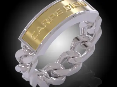 Carpe Diem Bracelet TAG Cuban Chain Ring-CARPE DIEM Collection 3D print model