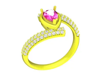 51785 luxury fashion diamond pear women ring 3D print model