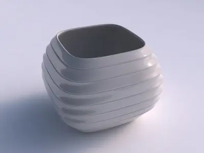 Bowl semi-quadratic with smooth horizontal dents 2 3D print model