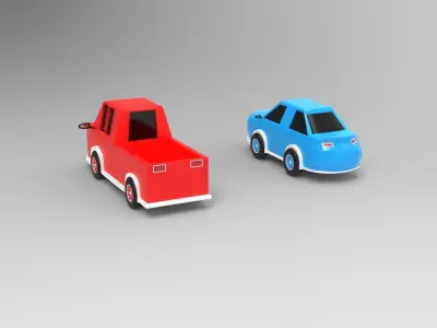 Cars-pickup truck and race car 3D print model