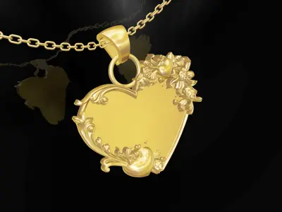 Heart Gold Pendant Jewelry 3D print model