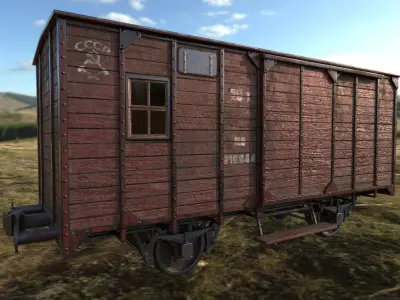 Railcar old train car Low-poly 3D model