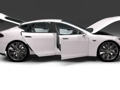 Tesla Model S with chassis and interior 3D model