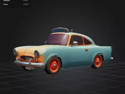 high detailed cartoony car 3D model