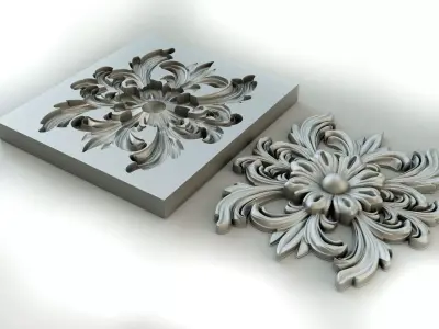 Flower with leaves - silicone or plaster mold  3D print model