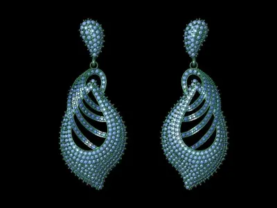 Diamond earrings 3D print model