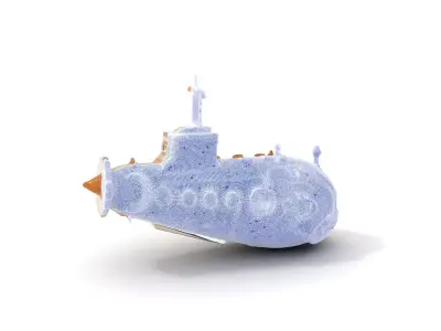 Ornate Gold Submarine model pack Low-poly 3D model