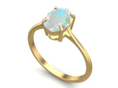 Oval Diamond Solitaire Ring 3D print model