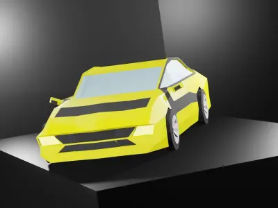 Lowpoly Sport Car - Neon Yellow Low-poly 3D model