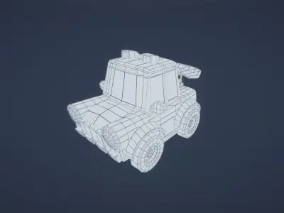 Red cartoon toy car for video games Low-poly 3D model