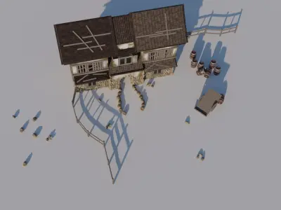 Medieval House Free low-poly 3D model 2
