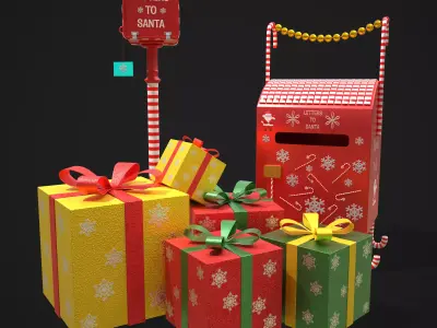 Christmas Mail Boxes and Gifts  3D Model Collection