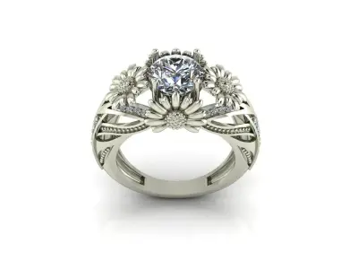 Flower ring 3D print model