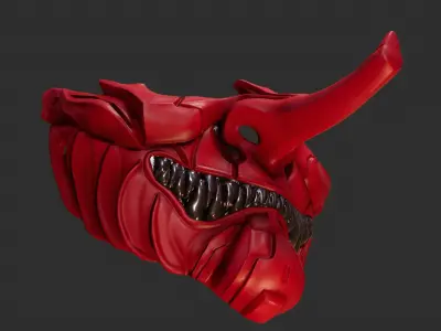 Tengu Half Face Oni Mask 16 Demon 3D print model