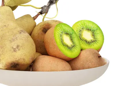 bowl of pearls and kiwi fruit 3D model