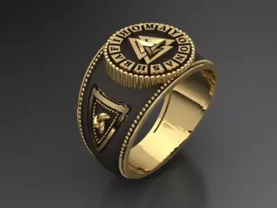 valknut ring for men 3D print model