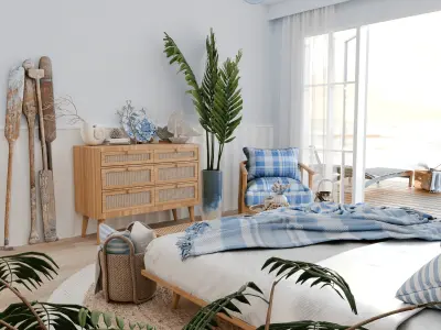 Coastal Bedroom Blender Scene 3D model