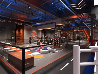 Luxury gym with yoga studio and swimming pool 3D model