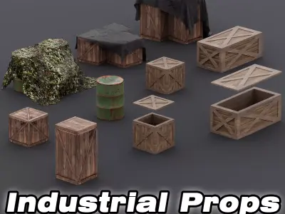 Industrial Props Pack Game Ready Low-poly 3D model