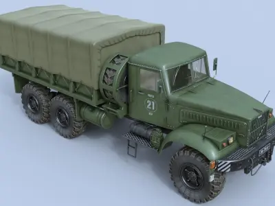 KRAZ-255 soviet military truck 3D model