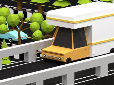 Cartoon Low-Poly Game level for car racing game-ready 3D model Low-poly 3D model