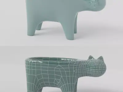 Cat Flower pot Free 3D model