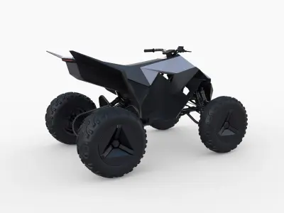 Tesla Cybertruck and Cyberquad Pack with interior 3D model