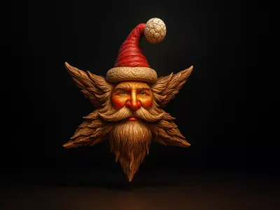 Whimsical Santa Star Festive Holiday Ornament Christmas 3D print model