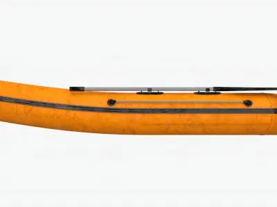 4K Realistic Canoe Lowpoly orange inflatable boat Low-poly 3D model