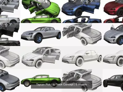 Taycan Pick-Up Truck Concept 3D Model Pack