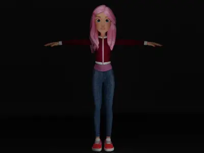 Cartoon Girl 3 Low-poly 3D model