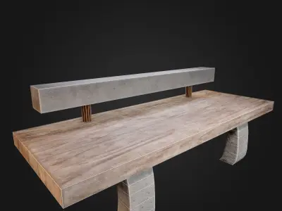 Park bench Japan Garden Torii Lowpoly Vr AR Low-poly 3D model