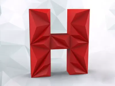 Lowpoly letter H 3D print model