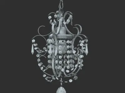 Amorette 1-Light Chrome Glam Lighting Mini Pendant Chandelier 3D model