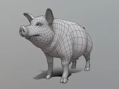 Pig Female  Low-poly 3D model
