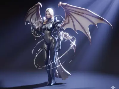 Fantasy Angel Warrior Winged Female Hero Glowing Magic 3D Low-poly 3D model