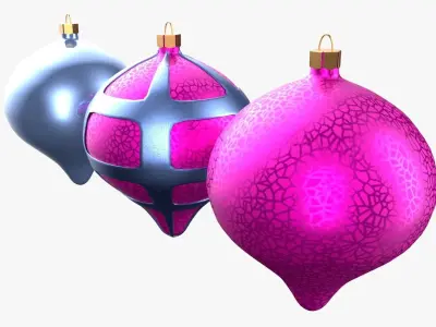 Christmas Tree Ornament Set8 - Pink LightBlue Low-poly 3D model