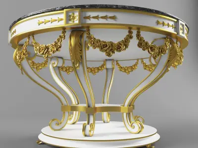 Classic table with flowers 3D model