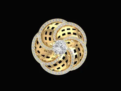 Elegant Floral Spiral Diamond Ring for Women 1478 3D print model