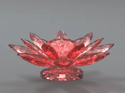 Glass Flower Showpiece Red Low-poly 3D model