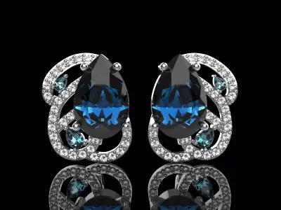 Pear shaped wavy earrings Free 3D print model