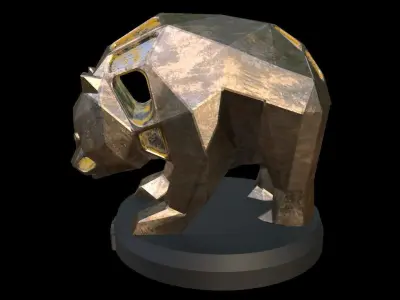 Steampunk Panda Pose Low-poly 3D model